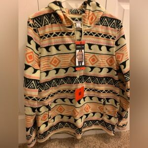 NWT O’Neill Women’s Fleece Half Zip Hoodie Tribal Multi Print Medium